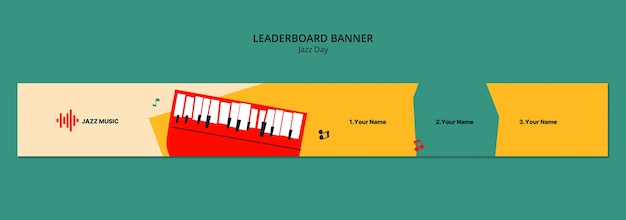 Free PSD jazz day celebration leaderboard banner