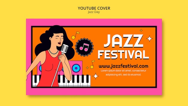 PSD gratuito cover di youtube per la celebrazione del giorno del jazz.