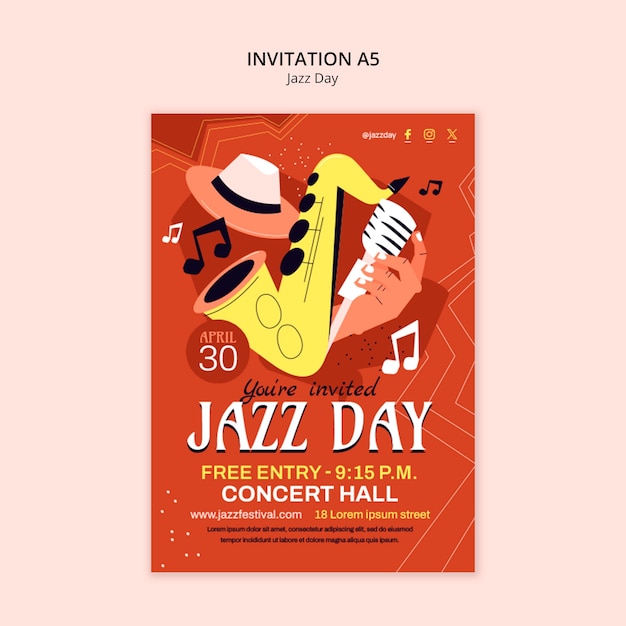 Free PSD jazz day template design