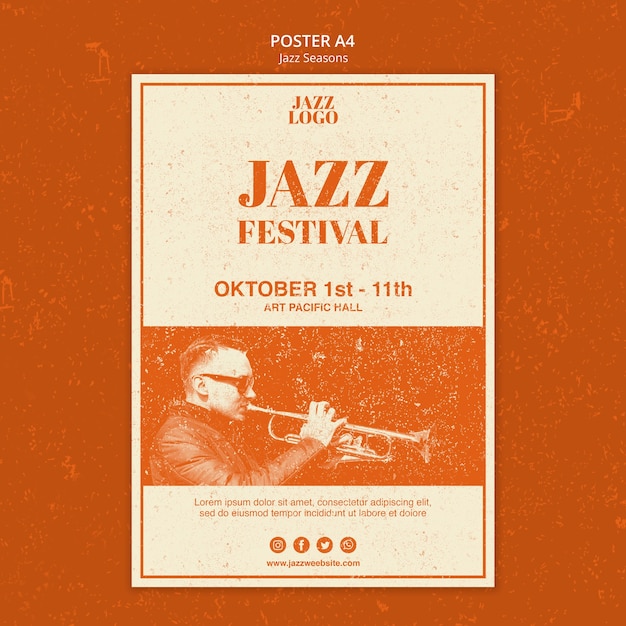 Free PSD jazz festival poster template