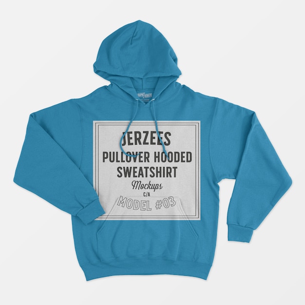 Free PSD jerzees pullover hooded sweatshirt mockup