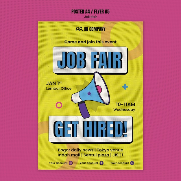 PSD gratuito modello di poster per la fiera del lavoro