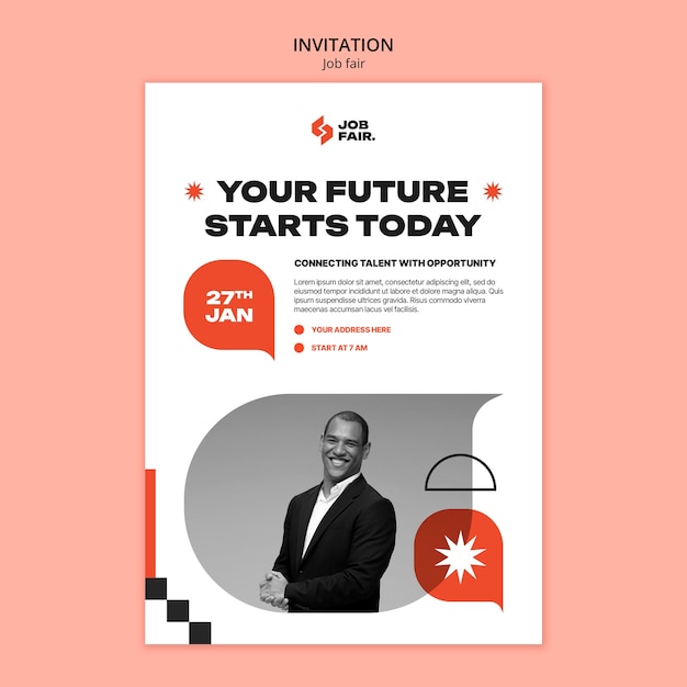 Free PSD job fair template design