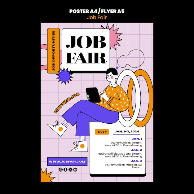 Free PSD job fair template design