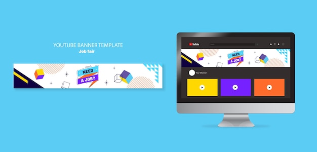 無料PSD 雇用フェアのユーチューブバナー