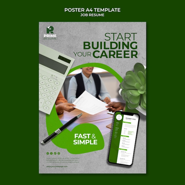 Modello di poster a4 per curriculum di lavoro