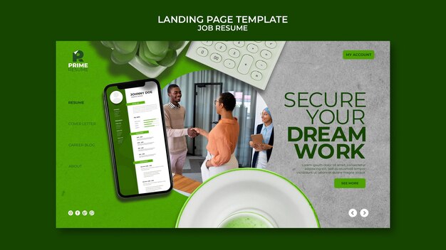 Job resume landing page template