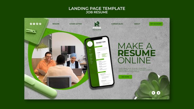 Job resume landing page
