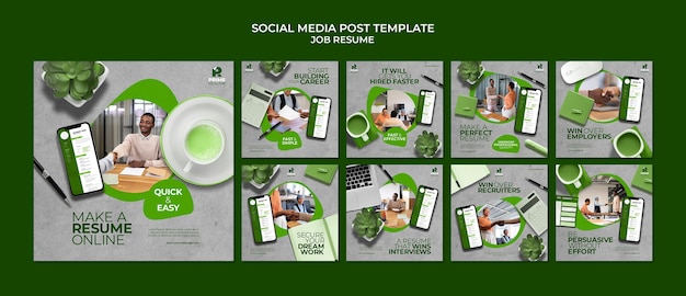 Free PSD job resume social media post template