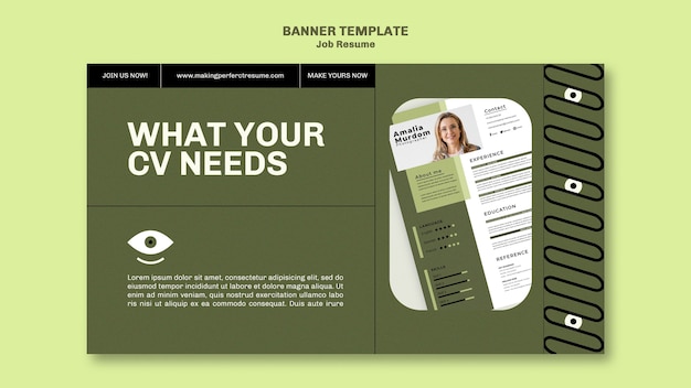 Free PSD job resume tips banner template