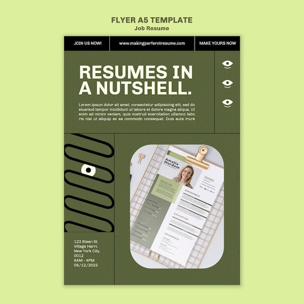 Free PSD job resume tips flyer template