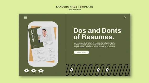 Job resume tips landing page template