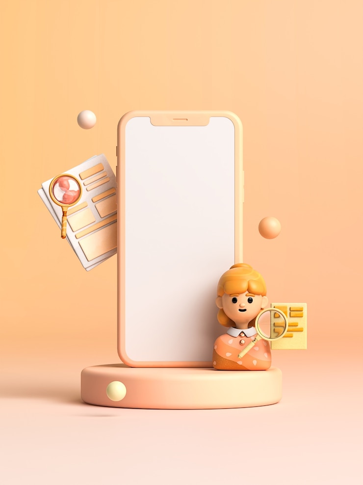 Free PSD job search app 3d rendering