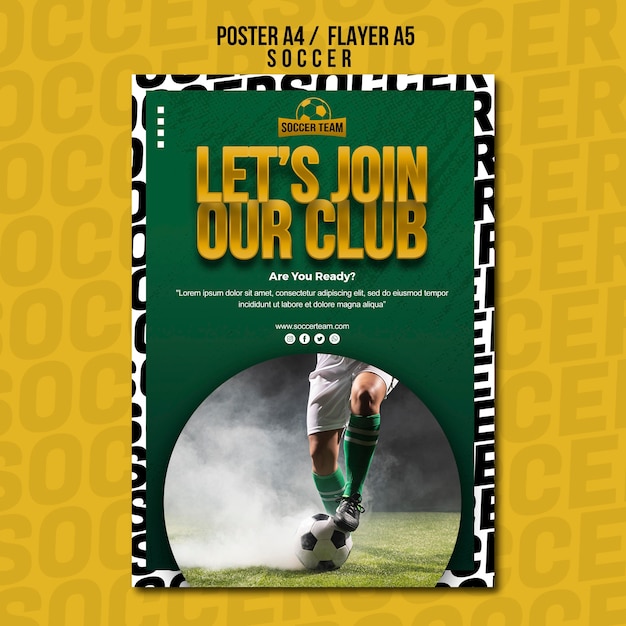 Free PSD join the club school of soccer poster template