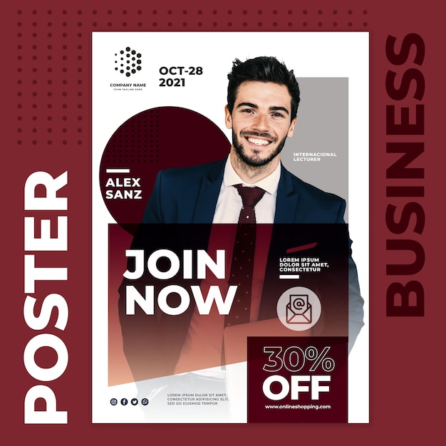Free PSD join now business poster template