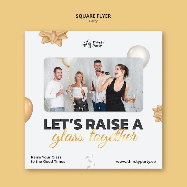Free PSD join the party square flyer template