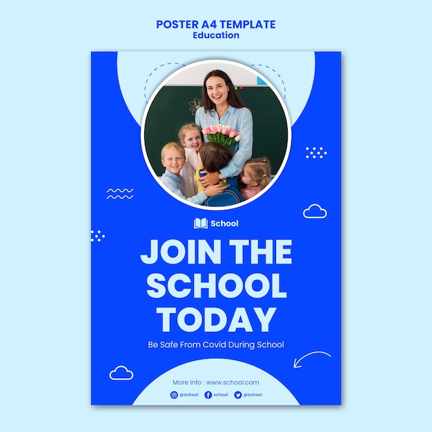 PSD gratuito unisciti al modello di poster della scuola