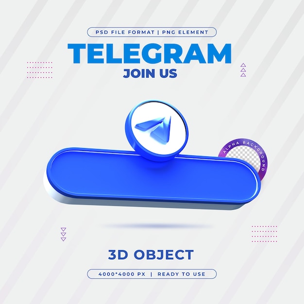 PSD gratuito unisciti a noi su telegram profile social media render 3d isolato per la composizione