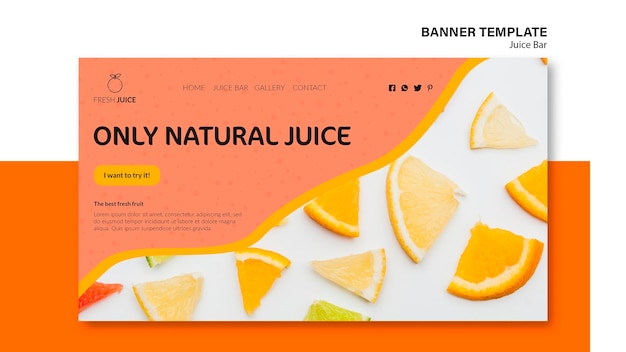 Modello di banner bar di succo