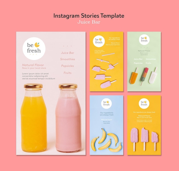 PSD gratuito modello di storie instagram succhi di frutta