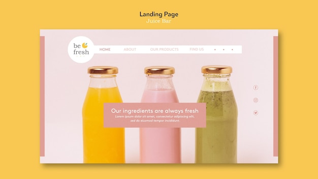 Free PSD juice bar landing page template