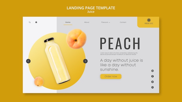 Juice Bottle Landing Page Template Free PSD Download