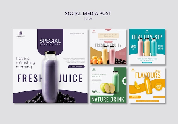 Free PSD juice bottle social media posts