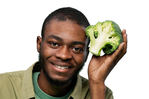 Juicy portrait of person holding food