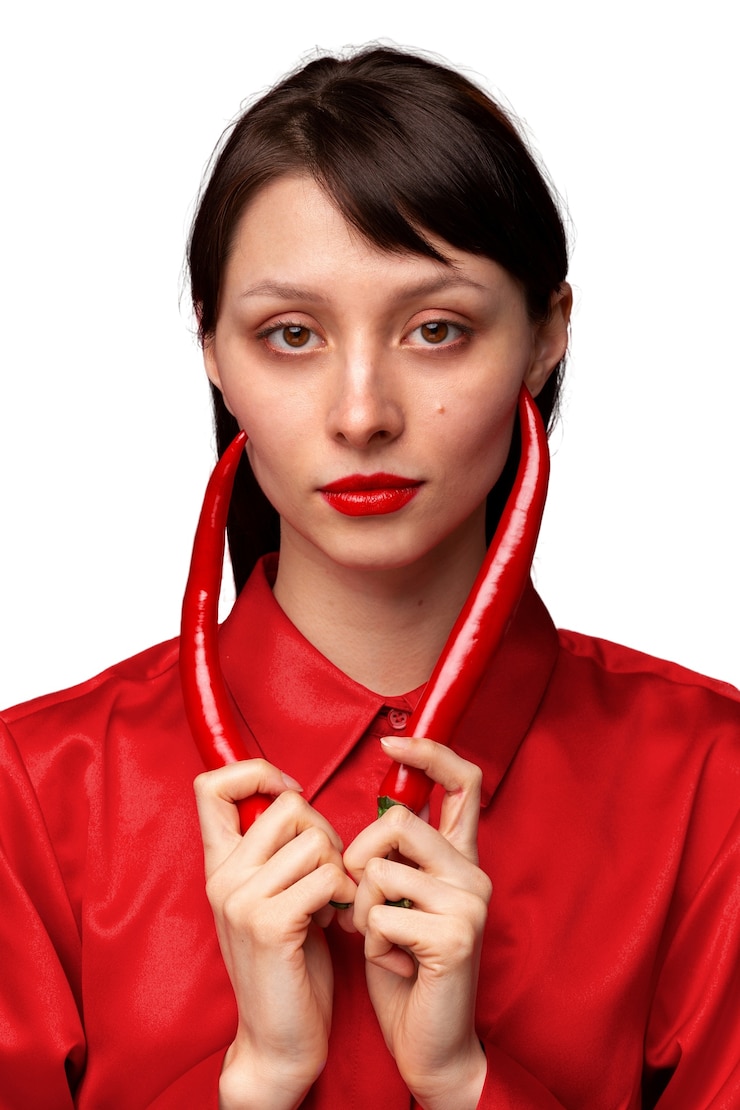 Free PSD juicy portrait of person holding food