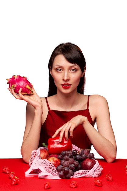 Free PSD juicy portrait of person holding food