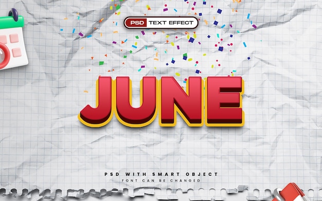 Free PSD june text effect