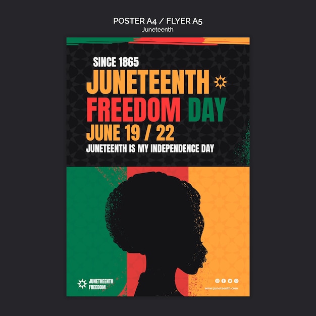 PSD gratuito modello di poster verticale per la celebrazione di juneteenth