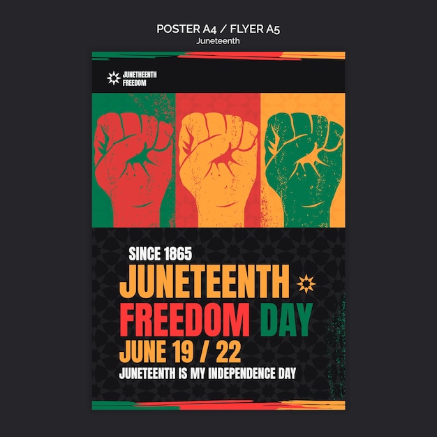 Modello di poster verticale per la celebrazione di juneteenth