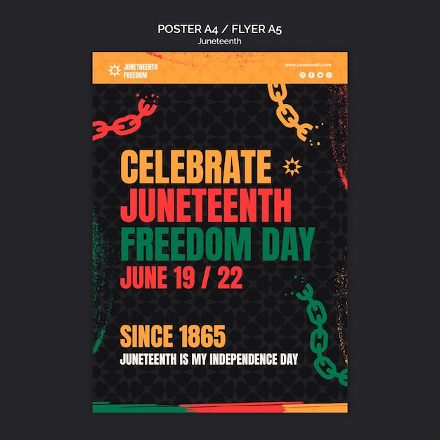 무료 PSD juneteenth 축하 세로 포스터 템플릿