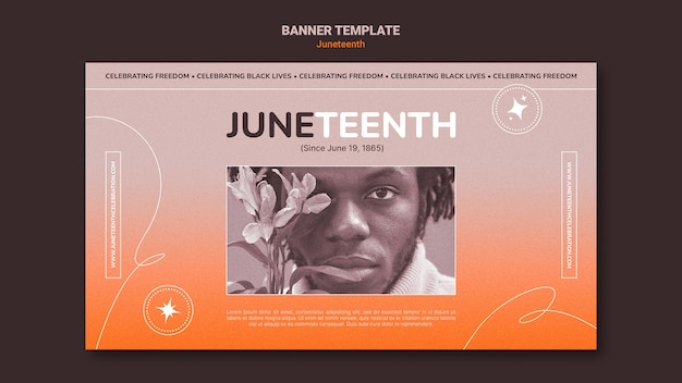 Бесплатный PSD Шаблон горизонтального баннера juneteenth