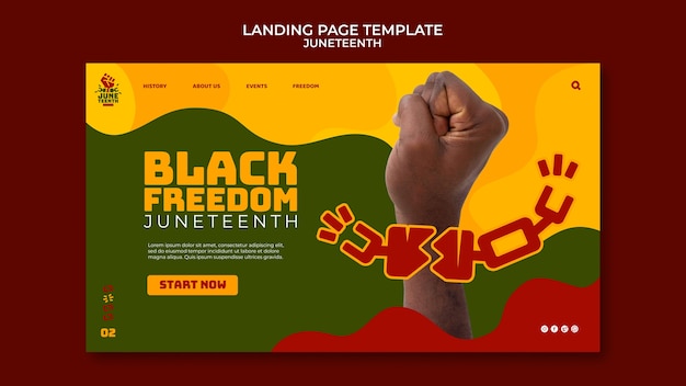 Juneteenth landing page template with hand and broken chain
