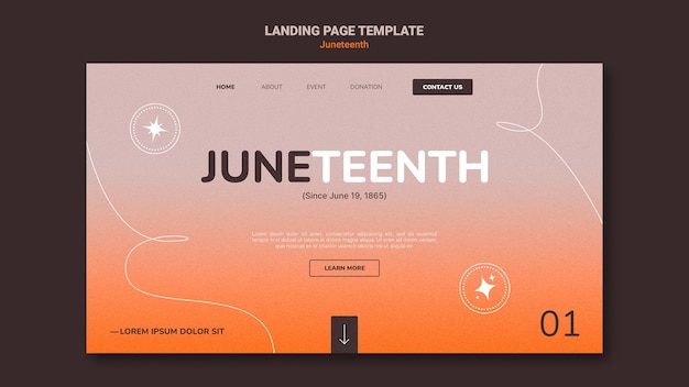 PSD gratuito modello di pagina di destinazione di juneteenth