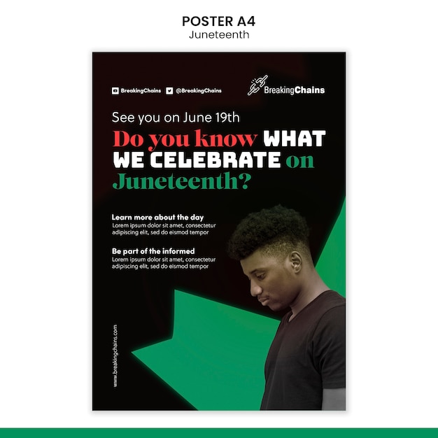 Free PSD juneteenth poster design template