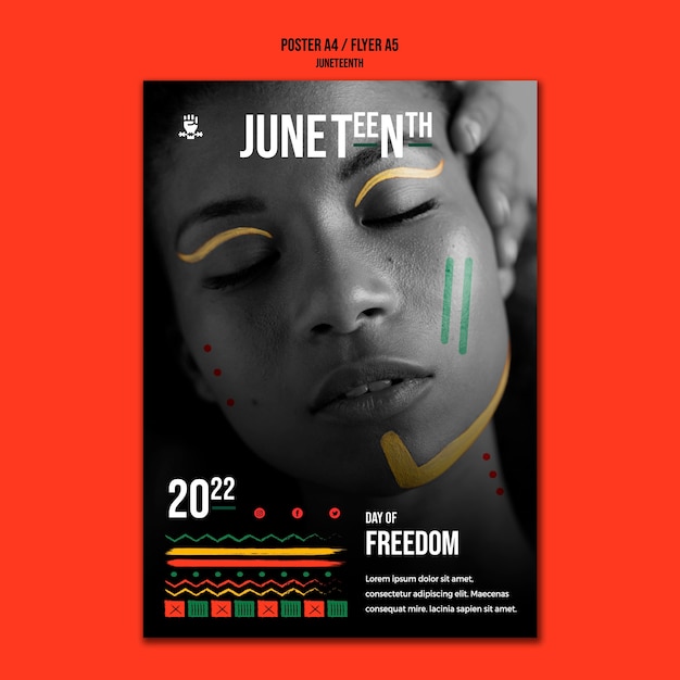 Free PSD juneteenth poster design template