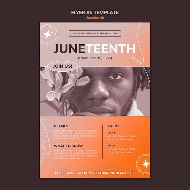 Juneteenth 수직 전단지 템플릿