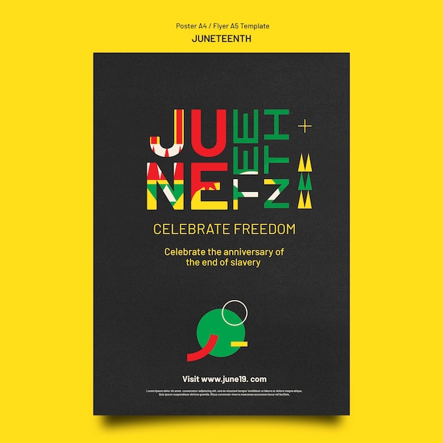 Free PSD juneteenth vertical poster template