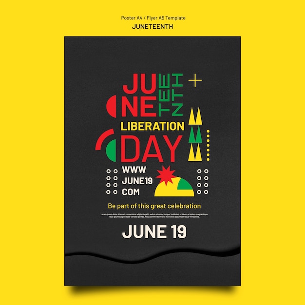 Шаблон вертикального плаката Juneteenth