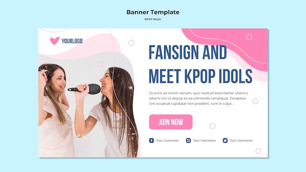 Modello di banner K-pop con foto