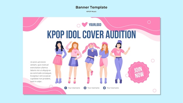 K-pop horizontal banner template