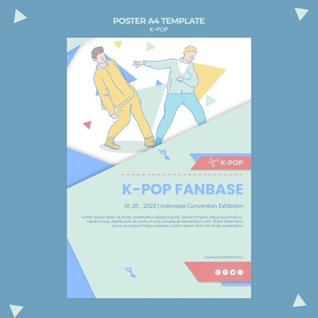 Modello di poster K-pop illustrato