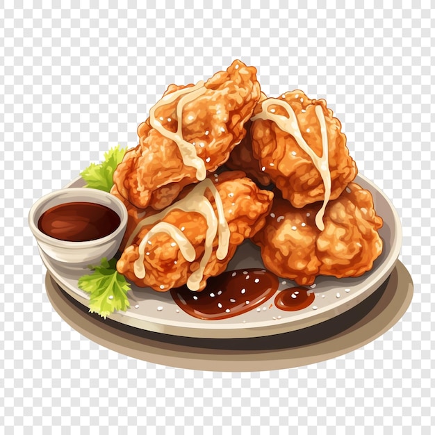 무료 PSD 투명 배경에 고립 된 karaage