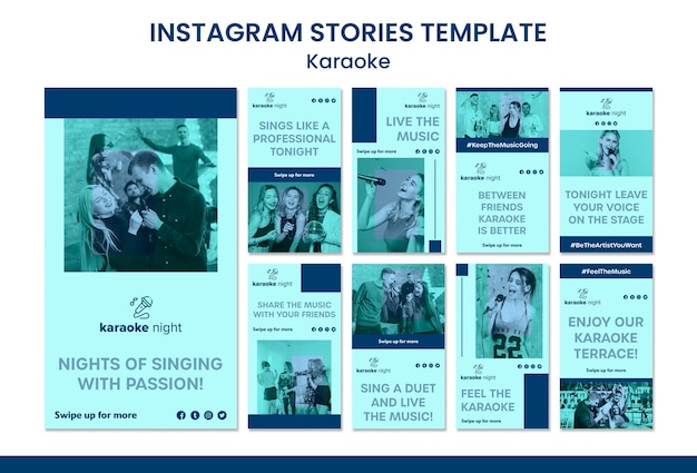 PSD gratuito modello di storie di instagram di concetto di karaoke