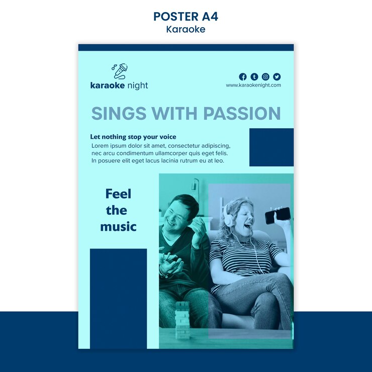 Free PSD karaoke concept poster template