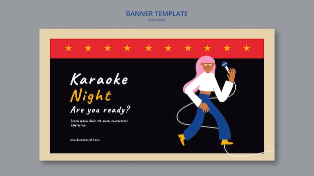 Karaoke fun horizontal banner template