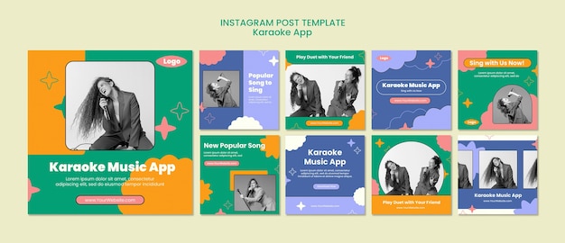 Free PSD karaoke fun instagram posts template